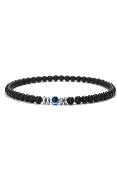 Choice 19.5cm(7.7inches) onyx stone Noter Men 4mm Stone Bracelet Howlite Obsi...