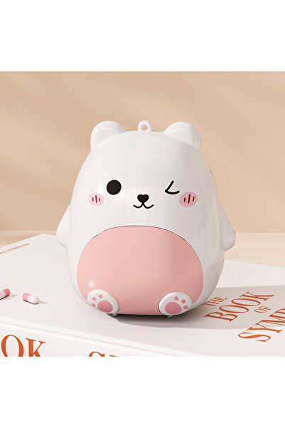 Choice3 صندوق تخزين مجوهرات صغير محمول بتصميم دب كرتوني أبيض، محكم الإغلاق، ب...