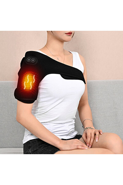 Choice حزام دعم أسود مزود بحزام كتف كهربائي يعمل بمنفذ USB مع خاصية التدليك ا...