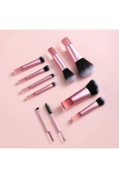 Choice6 10 Pink Bare Brushes Face 10-Piece Mini Makeup Brush Set Portable Tra...
