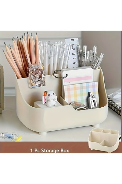 Choice White 1pc 1PC Large Capacity simple solid color five-grid desktop stor...