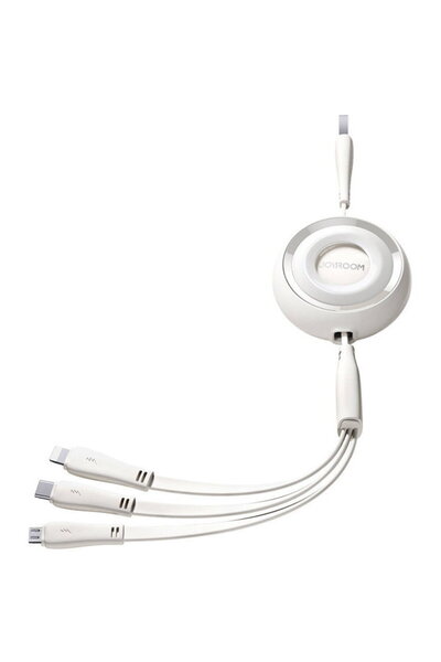 Joyroom Cablu USB-A 3 în 1 la USB-C/Lightning/MicroUSB 1 m alb