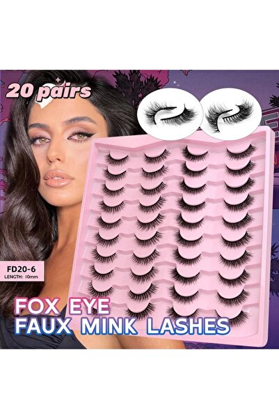 Choice 20 زوجًا من الرموش الصناعية بأشكال متنوعة، مقاس 13 مم، باللونين الأسود...