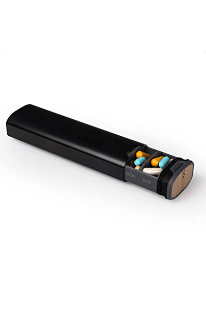 Choice منظم حبوب أسبوعي من الألومنيوم الأسود - علبة حبوب سفر كبيرة السعة ومقا...