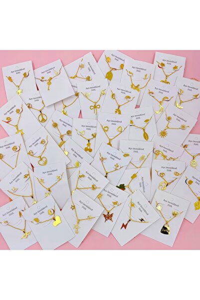 Choice طقم أقراط وقلادة من الفولاذ المقاوم للصدأ، ذهبي اللون، مكون من 10 قطع،...