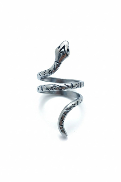 GOSSİP TEAM Gotik Punk Tarzı Yılan Figürlü Yüzük - Eskitme Desenli Unisex Aks...