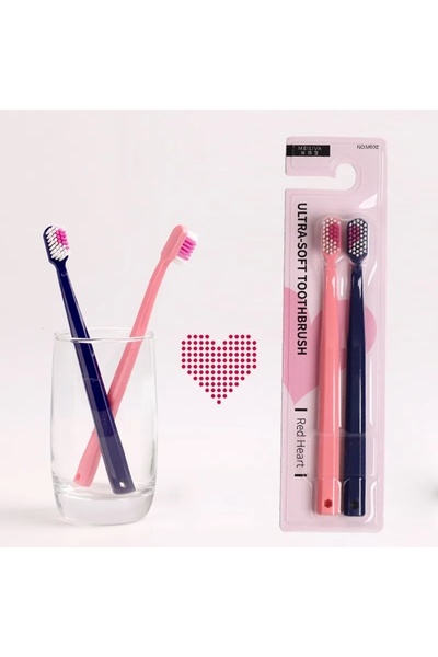 Choice فرشاة أسنان زوجية على شكل قلب، علبة كريستال رومانسية، فرشاة أسنان ناعم...