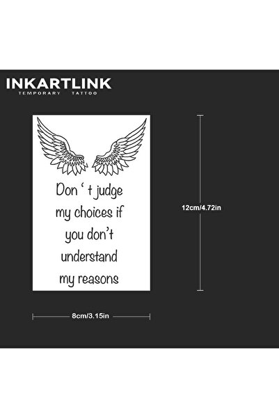Choice 984-0812M وشم مؤقت على شكل أجنحة وجمل إنجليزية قصيرة، يدوم حتى 15 يومً...