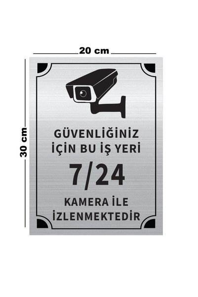 Mayeka Güvenliğiniz İçin Bu İşyeri 7 24 Kamera A4 Büyüklüğünde 20x30 Levha Gü...