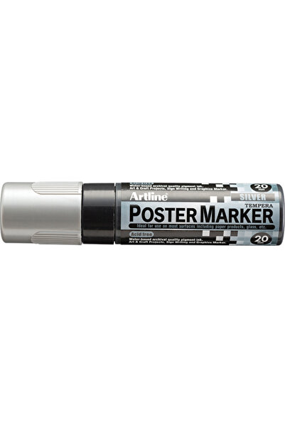 artline ARTLINE poster marker, plastic body, beveled tip 20mm - silver