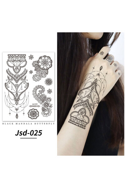 Choice4 Jsd-025 Black Henna Temporary Tattoos for Women Lace Flower Mehndi St...