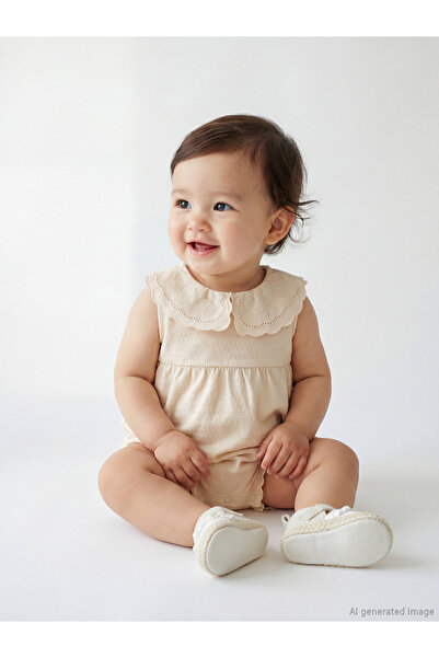 LC Waikiki Rmz Gi̇yi̇m Farkiyla Baby Girl Combed Cotton Embroidered Jumpsuit