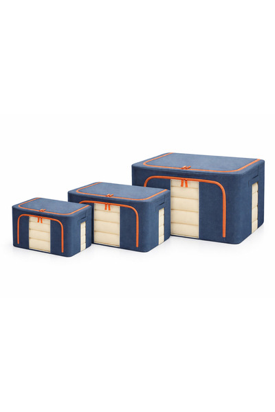 LEIHMANN Set of 3 blue storage boxes