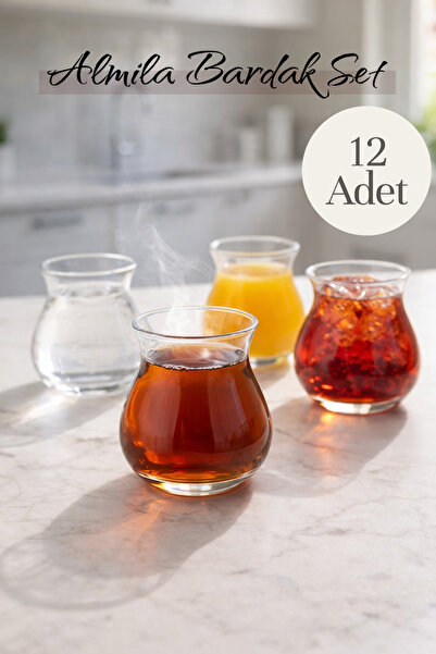 Kitchen Way 12’li 200 ML Borosilikat Cam Almila Bardak Seti Isıya Dayanıklı Ş...
