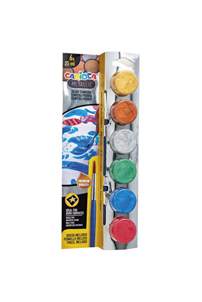 CARIOCA Super washable tempera, 6 colors x 25 ml/set, includes brush, - metallic