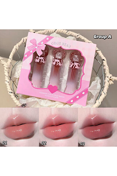 Choice GX1387TZ-A مجموعة أحمر شفاه جيجي بير ووتر لايت ليب لايز مع مرآة، مرطب ...