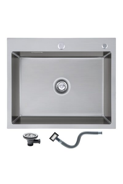 KEOKBON Chiuvetă dreptunghiulară de 60 x 50 cm, chiuvetă de bucătărie din oțe...