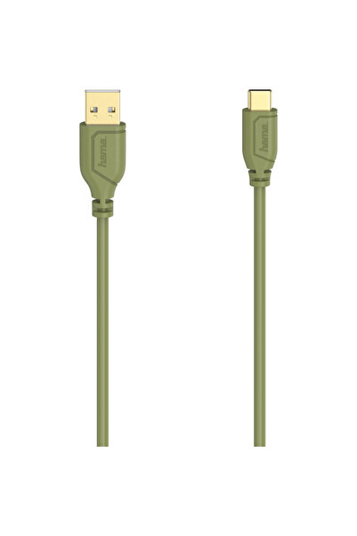 Hama "Flexi-Slim" USB-C Cable, USB 2.0, 480 Mbit/s, Turtle Green, 0.75 m