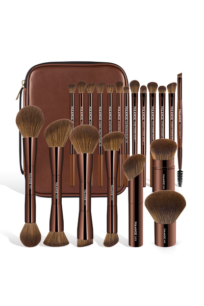 Choice1 Deep Coffee MAANGE 20pcs Pro Makeup Brushes + Storage Bag Dual End Fo...