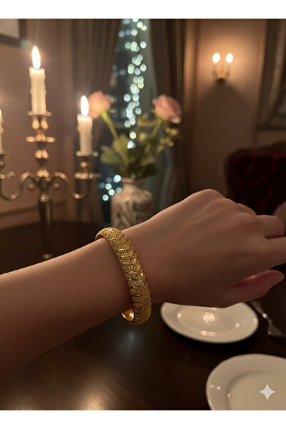 MARAAccessories 22 Ayar Altın Kaplama Hint Bileziği Paslanmaz Çelik
