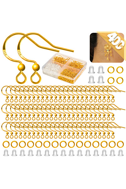 Choice مجموعة كبيرة من مستلزمات أقراط فضية عيار 925 (GD-400) - خطافات صيد مضا...