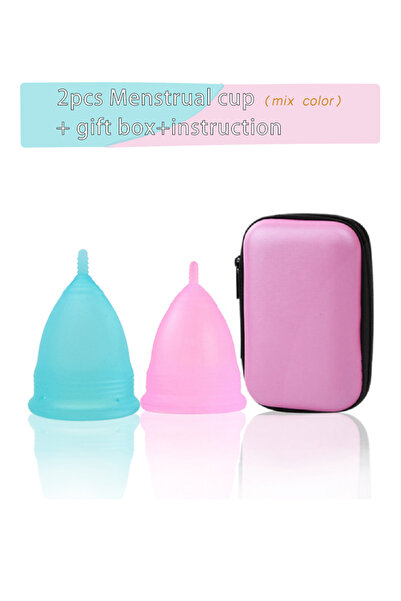 Choice5 2pcs-Large blue-pink 2Pcs Women Menstrual Cup Medical Silicone Vagina...