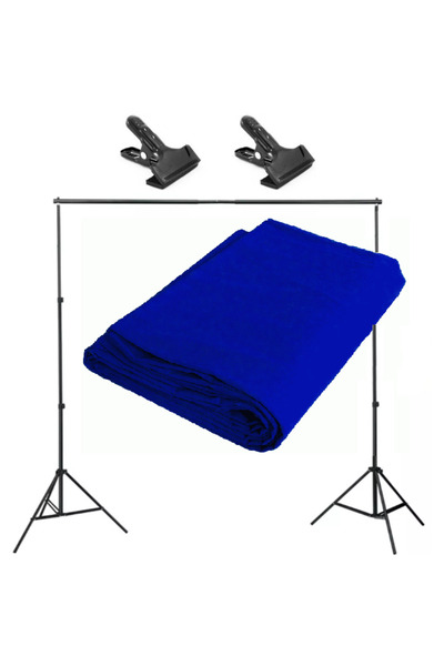 Generic Kit pentru suport fundal studio foto 220cm si fundal albastru 3x6m