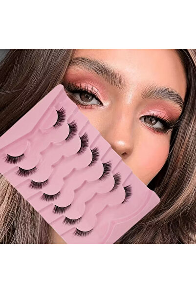 Choice 7 أزواج من الرموش الصناعية الدقيقة بتصميم عين القطة مع شريط شفاف، رموش...