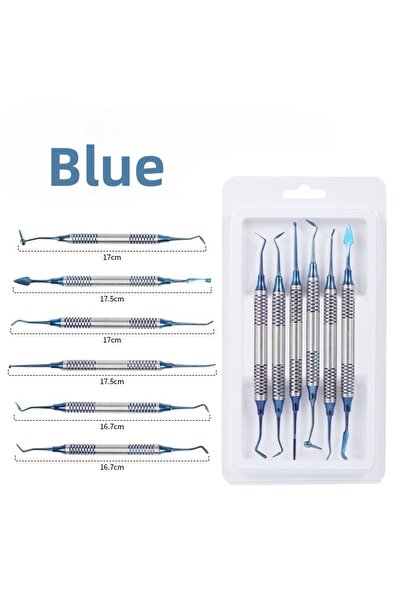 Choice1 مجموعة أدوات حشو الأسنان بالراتنج المركب، 6 قطع، لون أزرق، رأس مطلي ب...