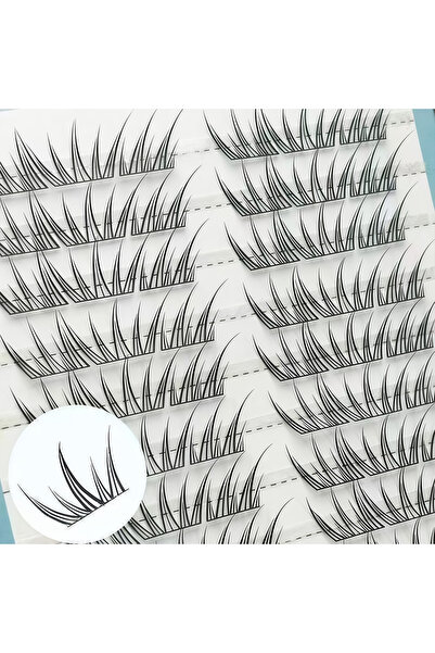 Choice رموش عاجية اللون، 32 صفًا، سعة كبيرة، لون أزرق، رموش طبيعية، تجعيد مجم...