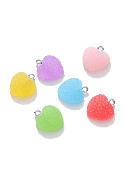 Choice ١٠ قطع متنوعة من تعليقات على شكل قلب صناعي، مصنوعة من حلوى ناعمة لطيفة...