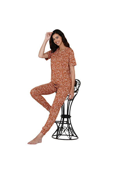 LAUREN SMITH Women's Pajama Set Half Sleeve Top with pants 2 Piece Sleepwear ...