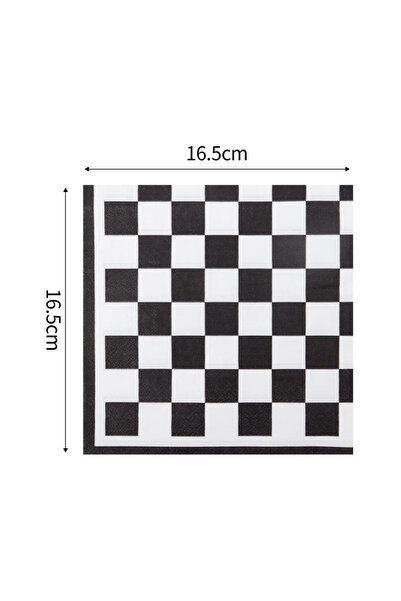 Choice 20pcs 20pcs 33cm 2Ply Black and White Checkerboard Printed Napkins Par...