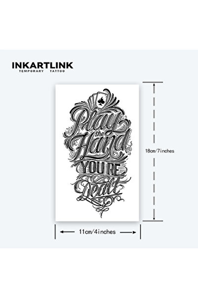 Choice IN-E265 INKARTLINK Poker Flower Body English Tattoo Patch 1-2 Weeks Lo...