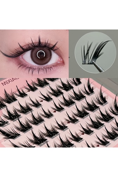 Choice 01 Mixiaohe 48 Cluster Fox Style Slanted False Eyelashes 10-14mm D Cur...