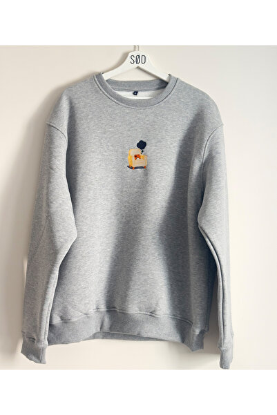 Gamer Nakış Baskılı Oversize Sweatshirt