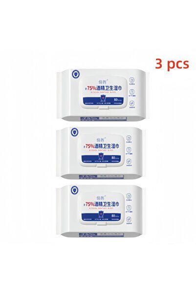 Choice3 3 pcs 75% alcohol wet wipes 80 pieces individually packaged, disposab...