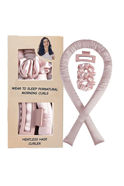 Choice طوق رأس وردي فاتح لتجعيد الشعر بدون حرارة، بكرات شعر حريرية ناعمة للنوم