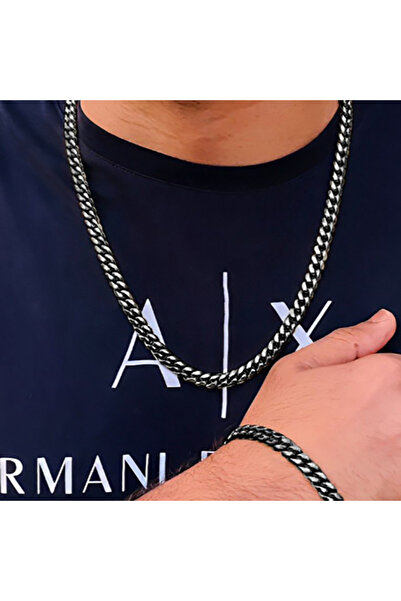 Choice 60cm black 2pcs Street Hip Hop Silver Color Stainless Steel Cuban Chai...