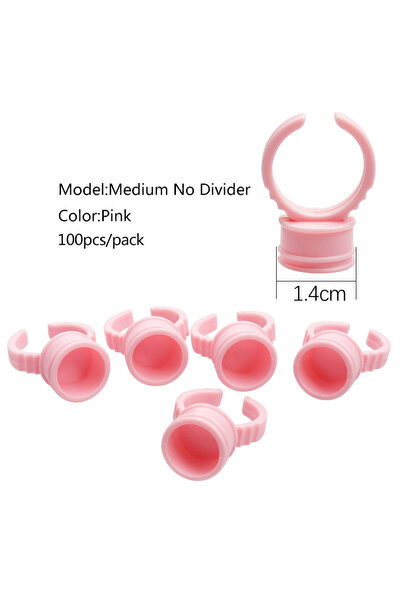 Choice1 Pink Medium 100Pcs Disposable Eyelash Glue Fan Cup Rings Holder Conta...