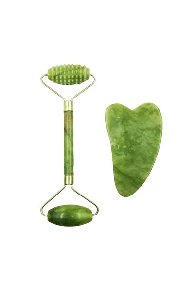 Choice قطعتان من مدلك أسطواني من اليشم الطبيعي، لوح كشط، مدلك للقدمين، شد الو...