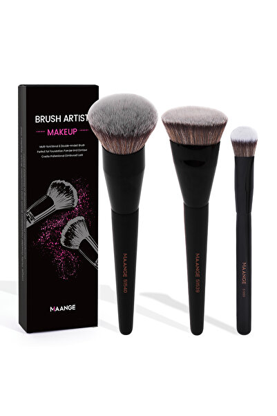 Choice1 مجموعة فرش مكياج رمادية من MAANGE مكونة من 3 قطع، مناسبة لكريم الأساس...