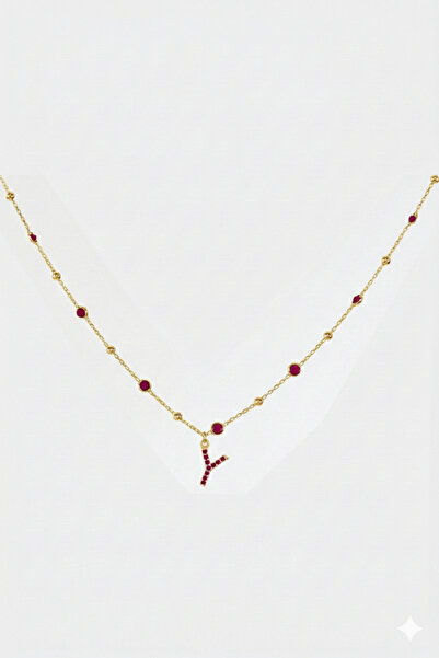 Queen Silver Jewelry 925 ayar gümüş. ruby zirkon taşlı (fuşya) ,toplu zincirl...