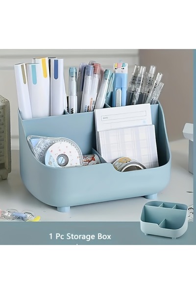 Choice Blue 1pc 1PC Large Capacity simple solid color five-grid desktop stora...