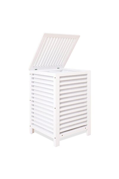 Smibuy Cos rufe, cu capac, 2 compartimente, 120L, bambus, Alb