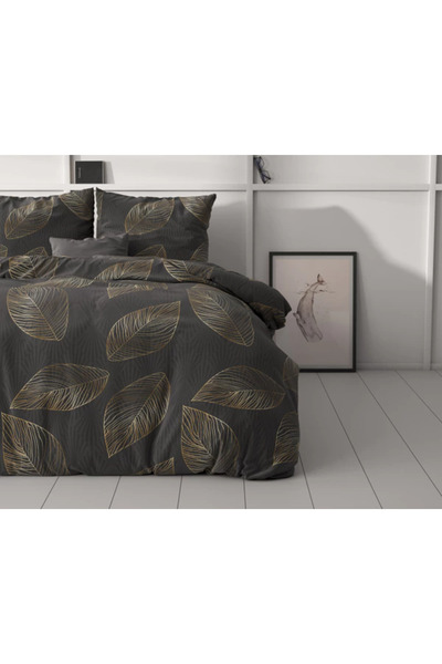 Zentrada Husa pilota Sleeptime Classy Golden Leaf Anthracite 140x220 cm, micr...