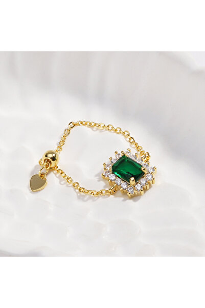 Choice خواتم سلسلة قابلة للتعديل مطلية بالذهب عيار 18 قيراطًا، مرصعة بأحجار ا...