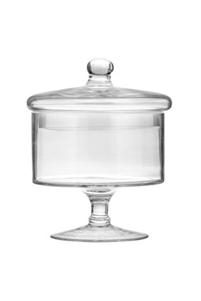 SHOPIENS Recipient transparent din sticlă cu picior și capac pentru bomboane ...