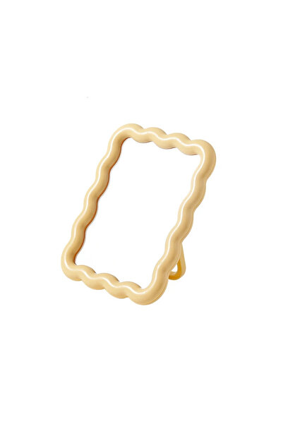 Choice مرآة مكياج مكتبية صفراء مموجة بلون موحد، مرآة مكياج يدوية بسيطة محمولة...