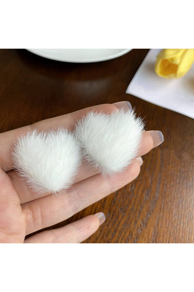 Choice white White Fluffy Heart Drop Earrings for Women Exquisite Sweet Geome...
